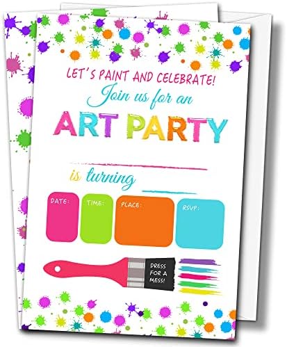 Buildinest Art Birthday Party Invitations com envelopes, 4 x6 Pintura Cartões de convite de aniversário, convidados de