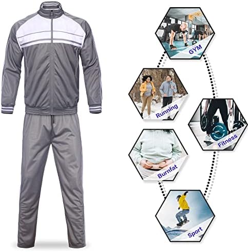 MEGUB Men's Activewear 2 Peças Conjunto de trajes completos de zíper de corrida e conjunto de trajes com capuz atlético