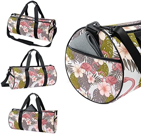 Flores tropicais de Mamacool e Flamingo Duffel ombro Bolsa de Travel Saco de Viagem para Ginásio para a Dança Esportiva do Weekender