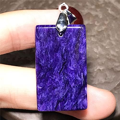 Jóias de charoite de charoite de charoite roxo natural para homens curando presente 30x18x8mm miçangas de prata sorte