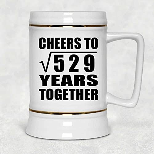 Designsify 23º aniversário Cheers à raiz quadrada de 529 anos juntos, 22 onças de caneca de caneca de cerâmica de cerveja