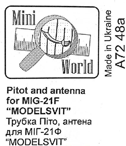 Pitot, antena para MIG-21F, para o kit ModelsVit 1/72 Mini World 7248a