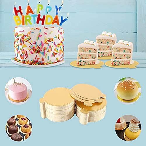Placas redondas de bolo, 100pcs Base de sobremesa de mousse, cupcakes de papel de papel de círculo de ouro Cupcakes exibe bolos de