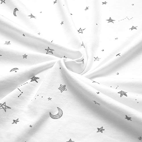 Tl Care 2 pacote impresso Natural Cotton Jersey Knit Pack N Play Playard Sheet, Gray Star/Grey Zigzag, Soft Breathable,