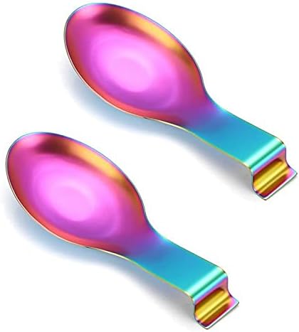2 x portadores de colher de concha repousa aço inoxidável arco -íris para espátula ferramenta de utensílios de cozinha