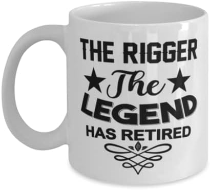 Rigger caneca, a lenda se aposentou, idéias de presentes exclusivas para rigger, copo de chá de caneca de café branco