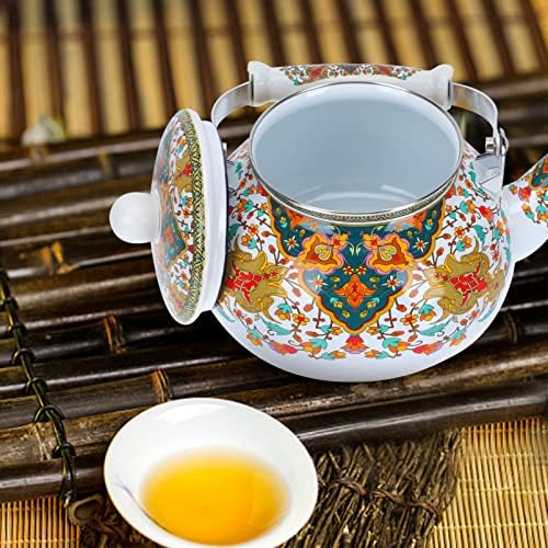 Chaleira de chá de aço inoxidável Doitool Tule de chá turco 2. 5L de bule de esmalte de esmalte Kongfu Kettle de