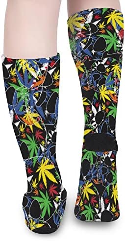 Coloful Weed Skull Color Blocks Sports Sports High Meocks Tube Meias para adolescentes adultos