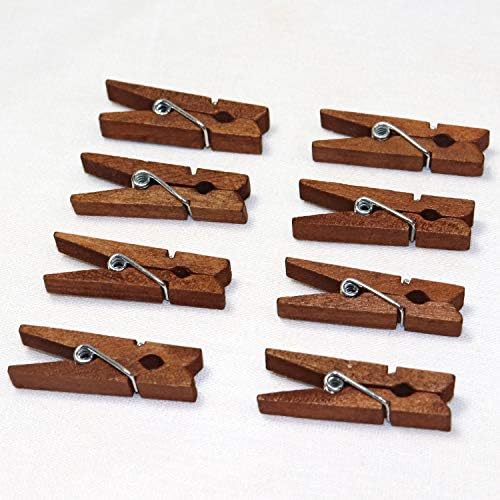 Mini prendedores de madeira naturais com barbante de juta, 100pcs, clipes de artesanato de papel fotográfico de 1,4 polegada de