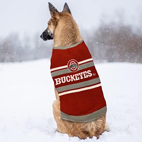 Pets Pets First NCAA Ohio State Buckeyes Dog Sweater, tamanho médio. Sweater quente e aconchegante de knit com logotipo da equipe