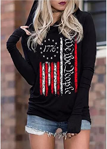 Susongeth American Flag Hoodie For Women 4 de julho Patriótico de manga longa Independence Dia dos EUA Tops de pulôver de bandeira