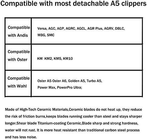 Blades Clipper de preparação para cães compatíveis com lâminas Wahl/Oster/Andis Clipper, lâminas destacáveis ​​de clipper