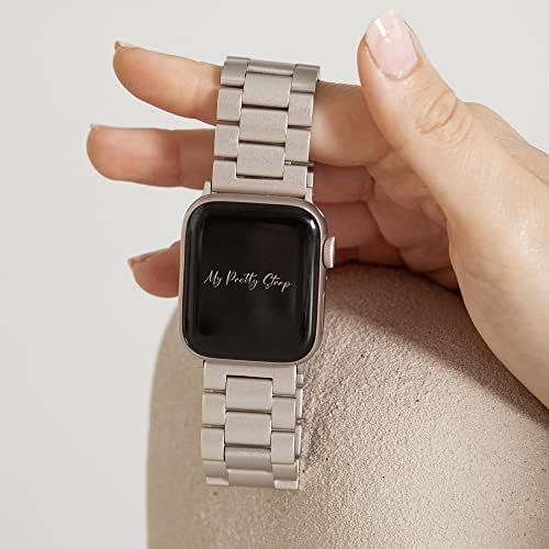 Minha bela banda clássica de cinta compatível com Apple Watch 38/40/41mm ou 42/44/45/49mm, metal de aço inoxidável ouro/prata/preto