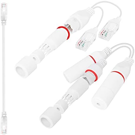 RIIEYOCA RJ45 Ethernet Splitter com tampa à prova d'água ， Poe Splitter NetWrok LAN Splitter Connector Adequado Cat5/Cat5e/Cat6