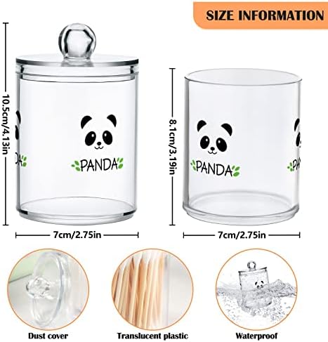 Yyzzh fofo panda face desenho animado bambu urso folha verde 4 pacote qtip titular de suporte para algodão swab ball redond linear