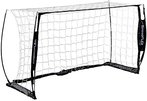 Geral de futebol portátil do Champion Sports: Rhino Flex Soccer Goal Net com rede branca, quadro preto, estacas de