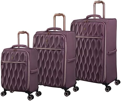 It Bagagem Animada por 3 peças Softside 8 rodas Spinner expansível Conjunto, Mauve melancólico, 3 pc