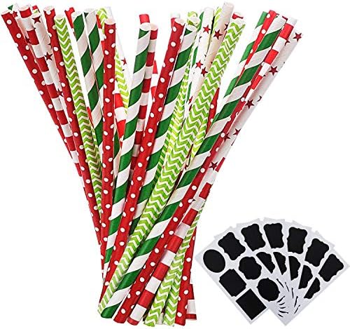 Perladeiras decorativas de papel de papel para decoração de festas de ano novo de Natal, 125 peças, vários padrões, com 6 adesivos