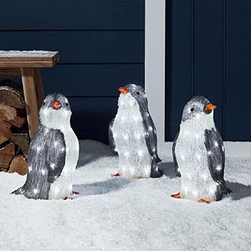 Shenteng 3pcs Light-Up Penguin Christmas Decorações, Luz quente LED PENGUIN ANIME