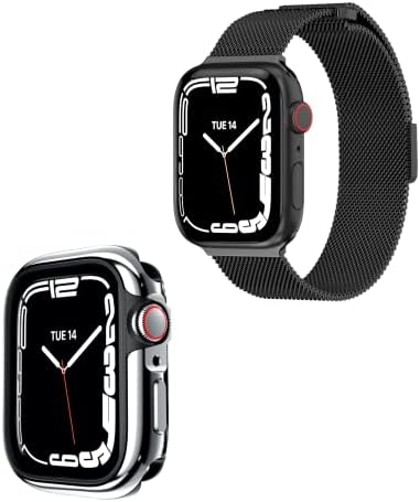 Odyssey Polished Aircraft Grad Aluminium Apple Watch Case com malha premium aço inoxidável Apple Watch Loop Milanese, para Apple