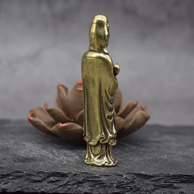 Zhangruixuan-shop 南海 观音 摆件 黄铜实心 观音 站 神相 家居 桌面 摆设 佛像