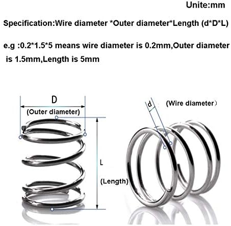 Substitua a mola de reposição y Tipo mola 304 Fio de mola de aço inoxidável Dia 0,5 mm Diâmetro 7mm de comprimento 10-50