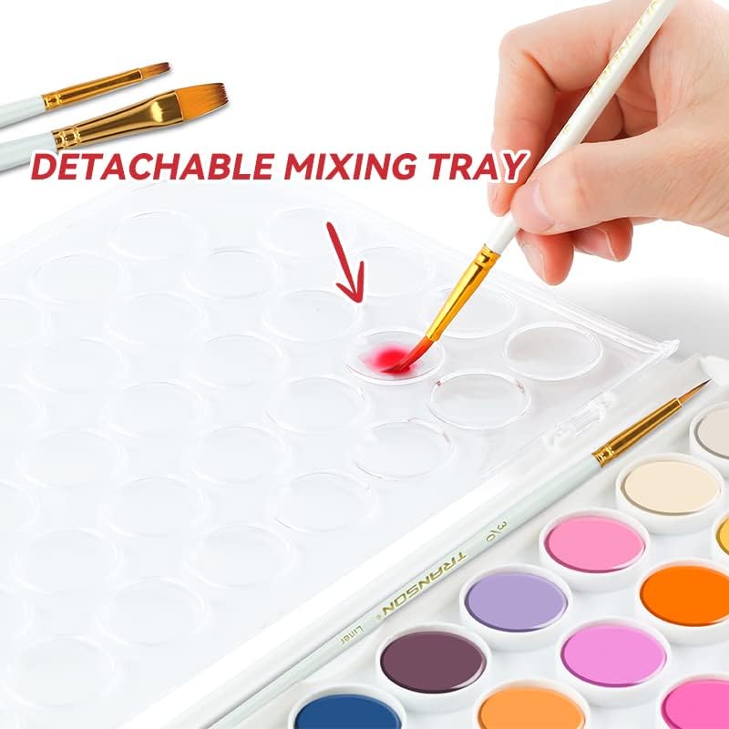 Kit de aquarela de 48 cores Transon com conjunto de pincel de 4pcs para adultos, estudantes, iniciantes e artistas