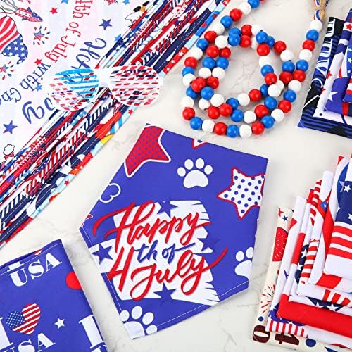 30 PCS 4 de julho do dia de julho Bandanas patrióticas Bibs American Flag Costume Pet Ajustável Cat Cat Proutora de férias