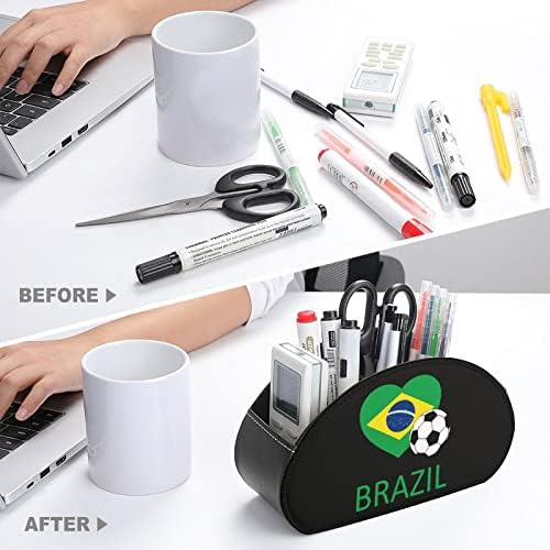 Love Brasil Soccer Remote Control Storage Box Pu Multifuncional TV Remote Control Organizer Box com 5 compartimentos