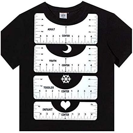 Régua de Tshirt Kairoce com 2 fitas medidas - conjunto de 4 camisa régua guia - guia de régua de camiseta para alinhamento