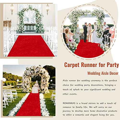 Romankas Wedding Runner Runner Red Carpet Runner para Party 2x15 Ft Velvet Fabric Runner corredor com tapete de carpete Rúsula rústica