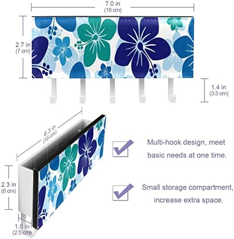 Organizador de rack roxo azul floral de hibiscus hibaiiano com 5 ganchos de parede banheiro prateleira de cozinha rack de prateleira