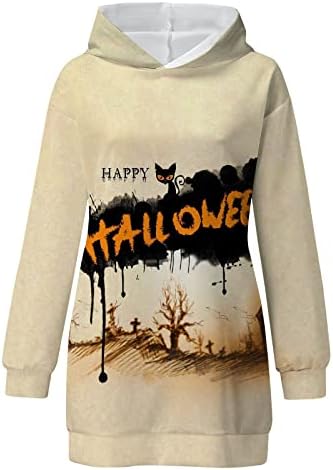 Suéteres de Halloween Zefotim para mulheres, outono feminino e vestido de molhar de moletom com capuz de inverno Vestido de halloween