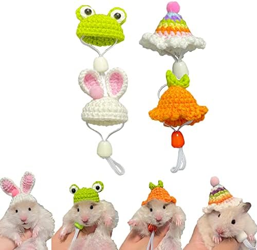 NOPIKKU 4PCS Mini -Chapéu para animais pequenos como hamsters Ratos Hamster sírio Lizard Beardie Young Guinea Pig Hedgehog