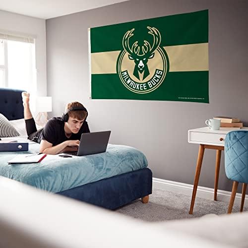 RICO INDUSTRIES NBA MILWAUKEE BUCKS 3 x 5 Bandeira de banner - decoração interna ou externa