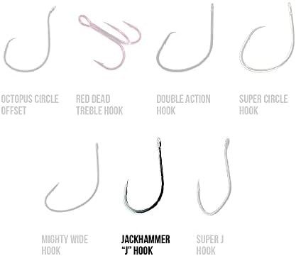 Team Catfish Jack Hammer J Hooks com amplo design de gap para manter iscas vivas, iscas cortadas e plásticos