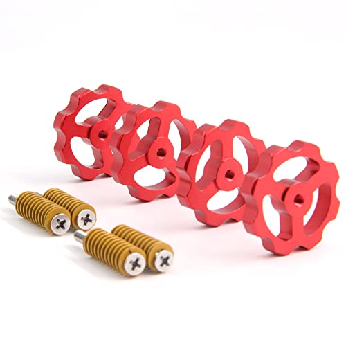 Zeberoxyz 4pcs Upgrade Red Aluminium Twist nivelamento de nivelamento Diâmetro 38mm+Mola de cama quente+m4x40mm parafusos para Creality