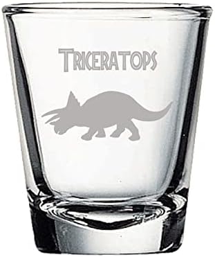 Brindle Southern Farms Jurássico Dinosaur Shot Glass Conjunto de 4 copos de 1,5 onça, Dinosaur Housewarming, Favor