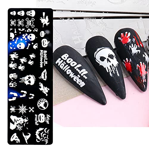 Placa de estampagem da unha, Danneasy 6 peças Carimbo de unha Chralloween unhas de unhas Modelo de manicure com estampa de unha,