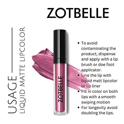 Zotbelle líquido fosco lipcolor cremoso e luxuoso, ele desliza sem problemas, oferece cobertura total e é durável.