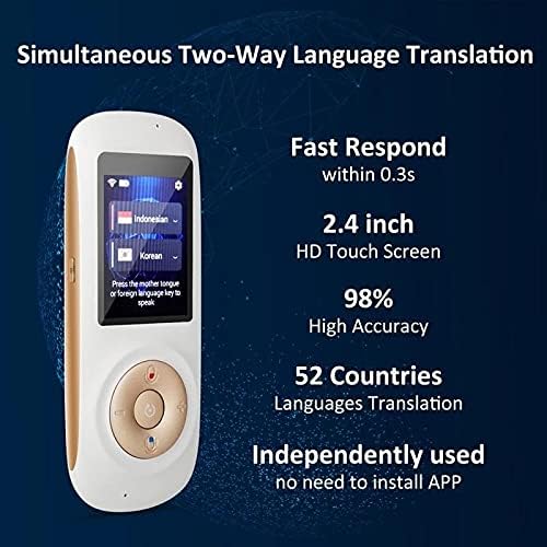 SLNFXC Language Translator Dispositivo 70 Idiomas Dispositivo de bolso inteligente dispositivo portátil Wi -Fi/Hotspot