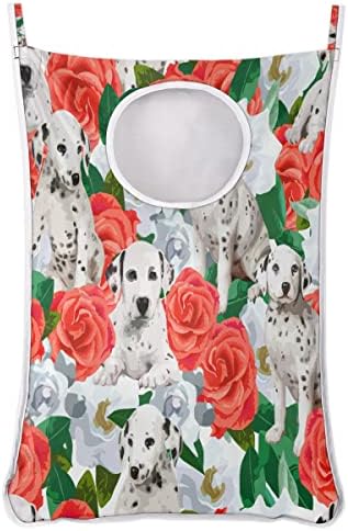 Dog Flower pendurou Laundry Bag - Lavanderia grande Organização de lavanderia e armazenamento com ganchos de aço inoxidável, perfeito