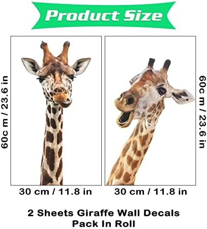 Decalques de parede de girafa fofos 2 lençóis adesivos de decoração de girafa, adorável decoração de janela adesivos de parede de