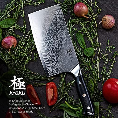 Kyoku Shogun Series 3.5 PARING KNIFE + 7 FANDA DE BONES + 7 '' CLEAVER + 8,5 '' Kiritsuke Knife - Core de aço VG10 japonês Blade