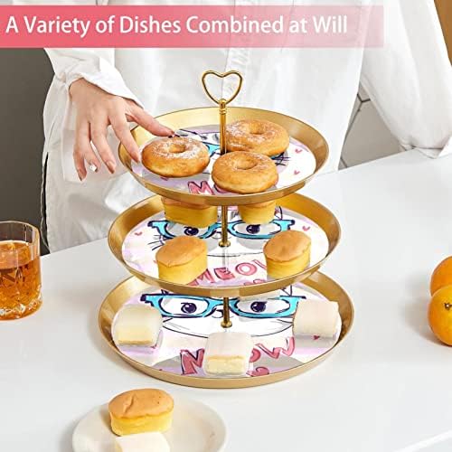Stands de bolo conjunto de 3, gato de beleza com listras para pedestal tabela de mesa de sobremesa Stand para celebração