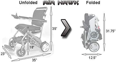 Air Hawk dobra cadeira de energia amarela - peso mais claro 41 libras aeroplano, pronto para cruzeiro+ 9 acessórios gratuitos