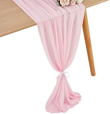 Pink Chiffon Table Runner 27x120 polegadas de mesa pura sobreposição Decorações de casamento Decorações de casamento retangular Holiday