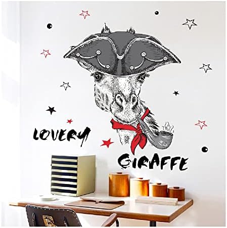 SJDFK Cute Giraffe Cartoon Adesivos de parede de parede infantil Sala de estar infantil Decoração de fundo Removível Perte de parede