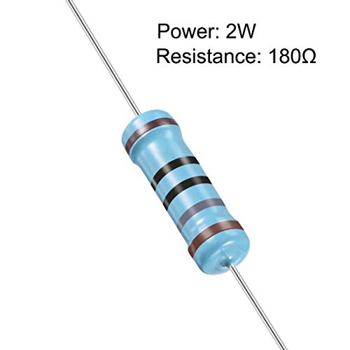 UXCELL 30PCS 180 OHM Resistor, 2W 1% Tolerância Resistores de filmes de metal, chumbo, 5 bandas para projetos eletrônicos