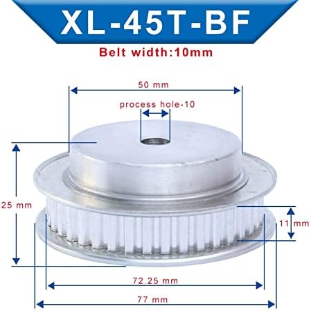 ZhengGuifang Professional 1PC XL-43T/44/45T/46T, Brole do processo da polia do tempo de cronometragem de 10 mm de slot de 10 mm 11